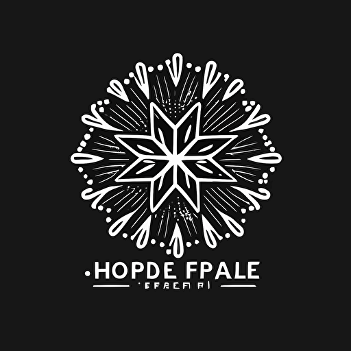 apple like a snowflake minimalistic logo for frozen food store, black and white, linear, vector