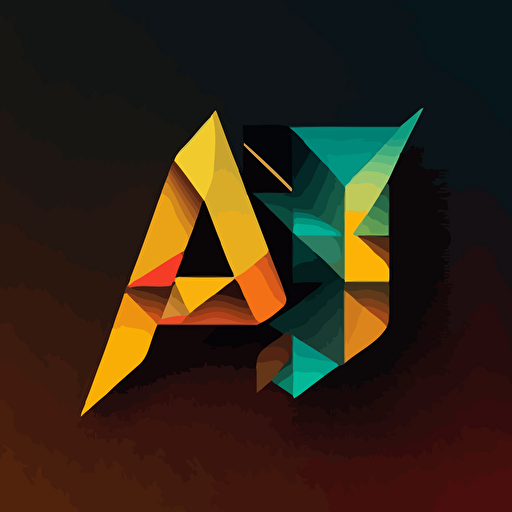 Simple logo design of letters “AI”, flat 2d, vector, company logo, low poly