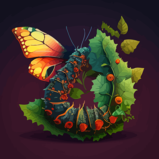 caterpillar transforms into a beatiful butterfly vector illustration, timescale of transformation