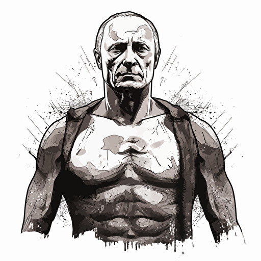 Putin, torso, vector, highly detailed, gritty