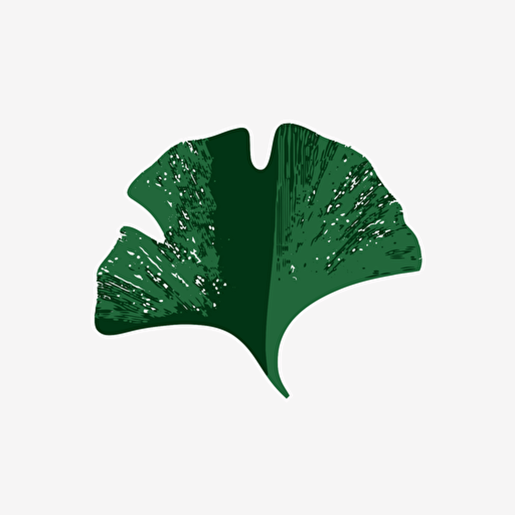 vector logo for Instagram account, very minimalist dark green ginkgo leaf, one color, no surface structure, white background, no text