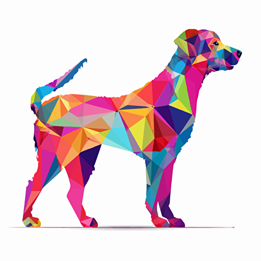 colorfull papiroflexy dog, vector art, white background