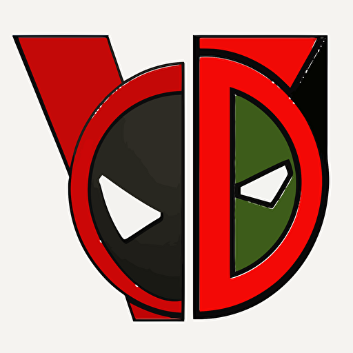 a logo of a superhero sidekick inspired by Deadpool, simple vector, De Stijl