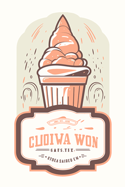 logo for an ice cream salon in the Soviet style, vector minimalistic logo, white isolated background