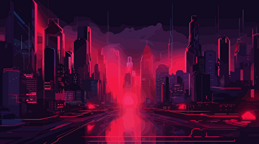 neon city , wtih cyberpunk theme, red low light, vector