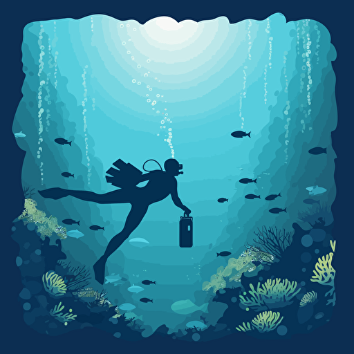 underwater swimming horizontally scuba diver vector image