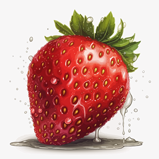 strawberry, vector,white background, sticker, detailed