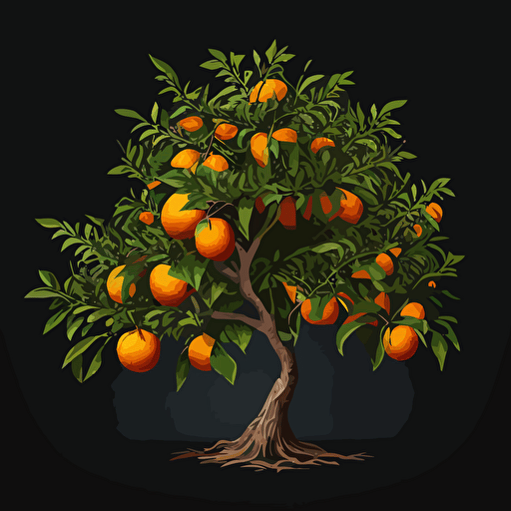 draw mandarin tree in vector