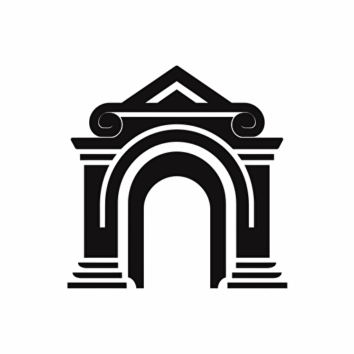 black minimalistic vector logo containing an ancient greek arch on a white background