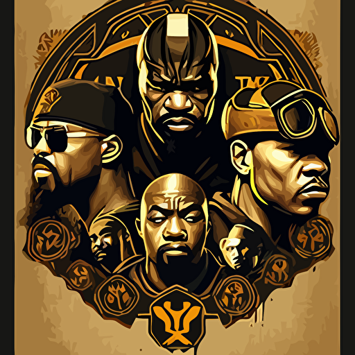 wu tang clan poster , vector art , shaolin style , very detailed ,high resolution,