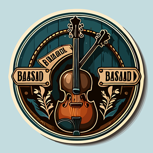 sticker with simple vector logo of bluegrass banjo music workshop