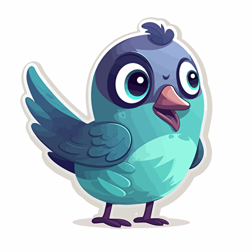 sticker design, super cute pixar style pigeon, vector