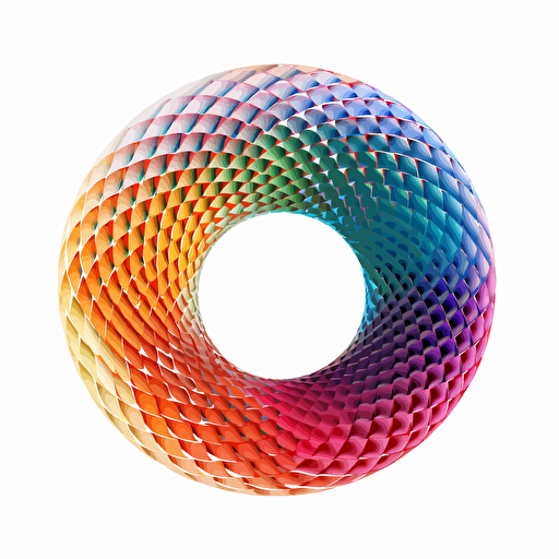minimalist, a single toroid,angular isometric view, hyper geometry, abstract, colorful, monochromatic background, toroidal mathmatical structure, lattice with vertices, vectors along the surface High