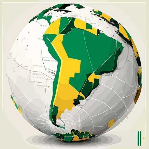 the globe with brazil highlighted, showing indicators in various parts of the map, without text, vector, zoom