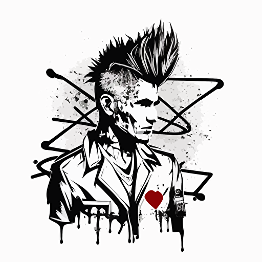 a simple sketch of a punk medical doctor on white background, logo, vector