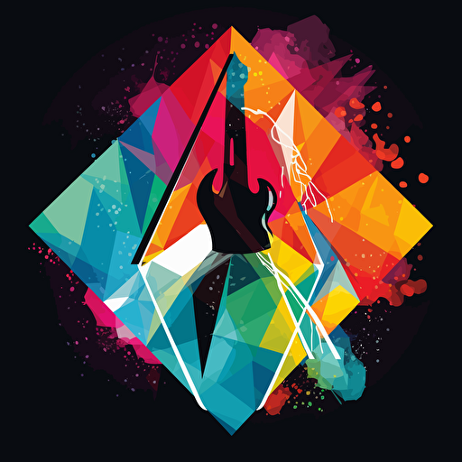 high resolution vector logo of a rock band in a diamond shaped logo. Bright colors.