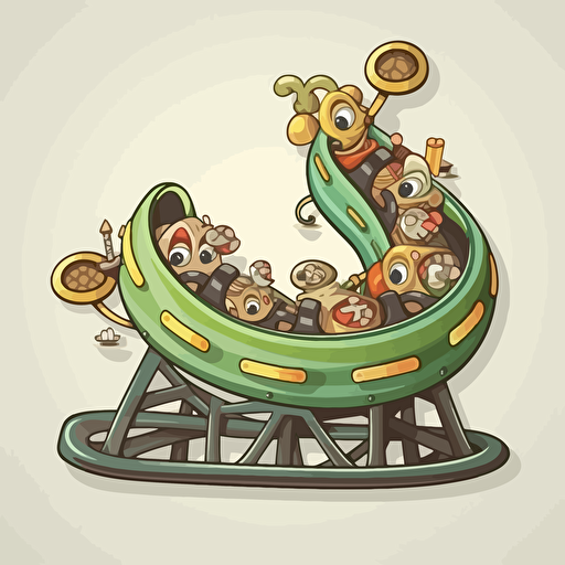 sticker design, super cute pixar roller coaster, vector