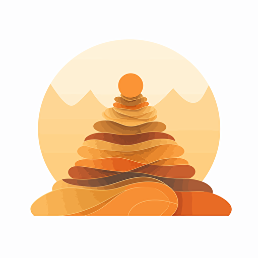 modern logo design of a cairn for psychotherapy practice, extremely detailed, symmetrical, Studio Ghibli style with 35% modern minimal influence, peaceful, inviting, professional design, adobe illustrator, vector, orange-gold design on transparent background