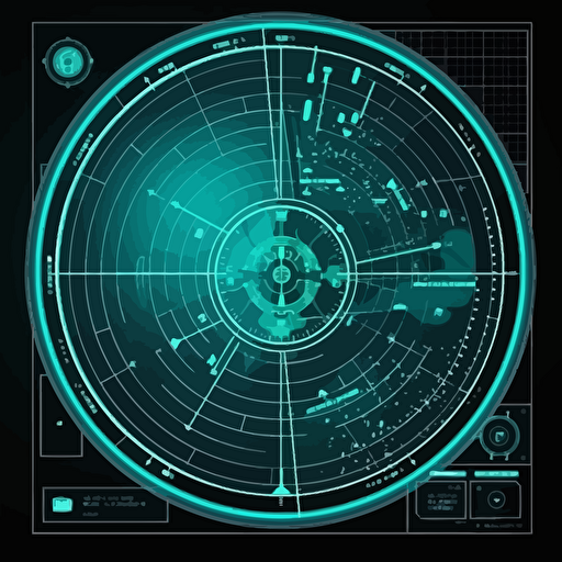 2D vector, high tech radar, cyberpunk, clean background