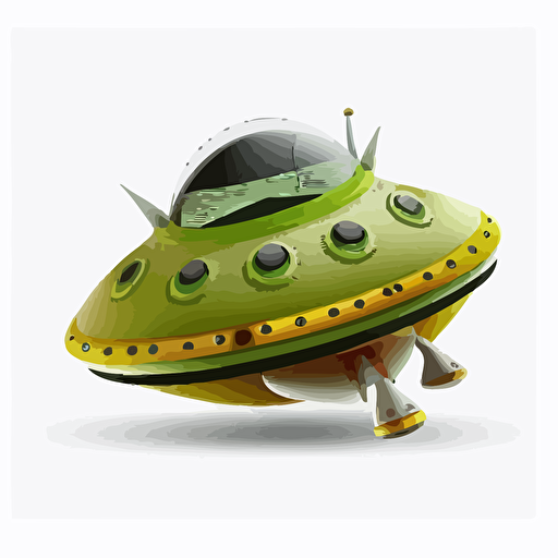 a UFO spaceship, Vector, Halloween colored, white background, classic style ufo ship, Pizar