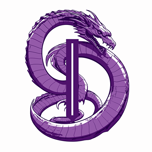 C-Shaped hydra vector, sword, white background, purple tones, no image noise, no lettering, hyperdetail, maximum detail