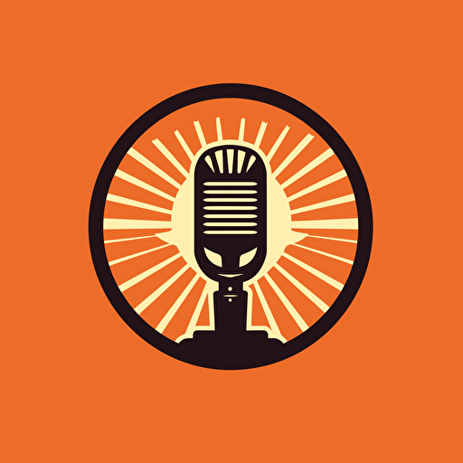 simple vector logo of a spotlight and microphone