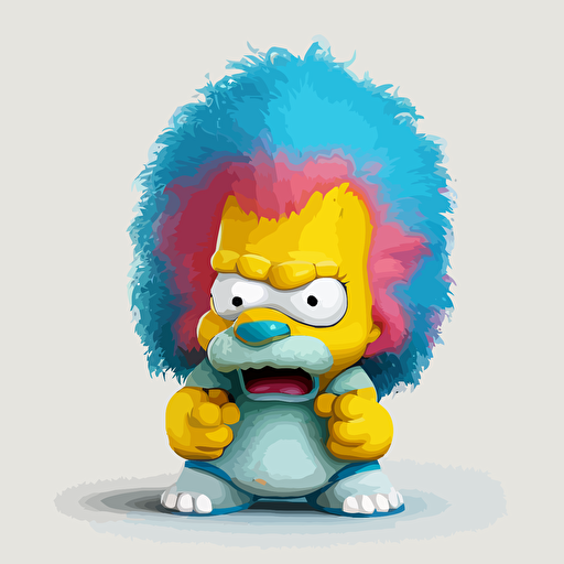 A saturated colorfull baby fur homer simpson, goofy looking, smiling, white background, vector art , pixar style