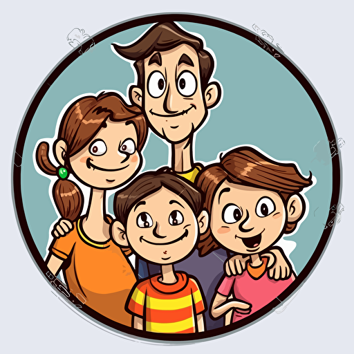 happy family cartoon style vector art sticker borders with no background