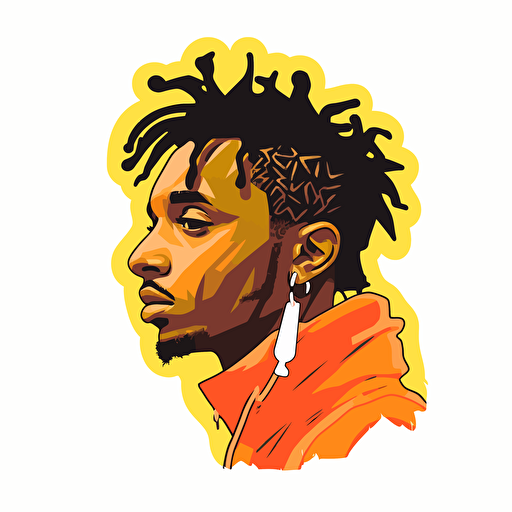 juicewrld music artist , Sticker, chill, warm colours, contour, vector, white background