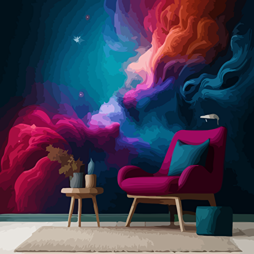 wallpaper del espacio, nebulosas, vectorial, psicodelico, fucsia y azul