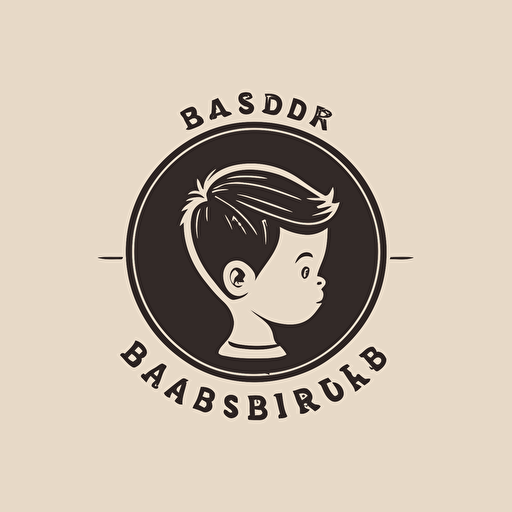 barbershop logo with a kid head, simple, minimalist, vector, flat design