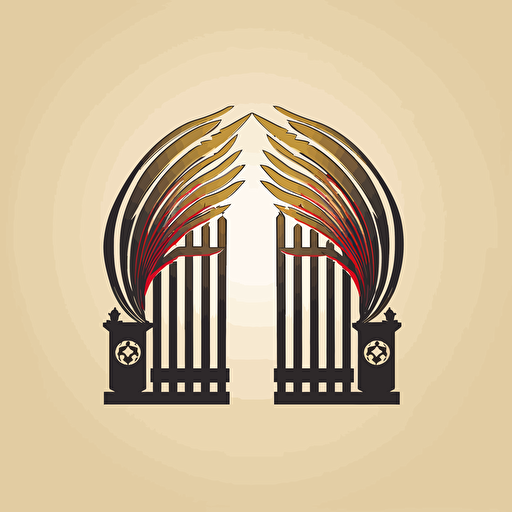 create a symmetrical logo of two open gates, minimal, vector