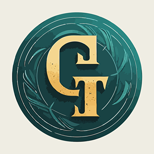 the letters G F in a a circle logo, simple vector 1 colour
