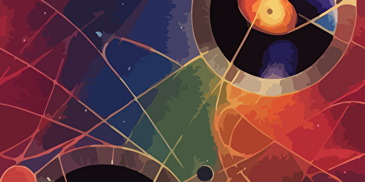 a kaleidoscope vector illustration of space, planets, stars and galaxies