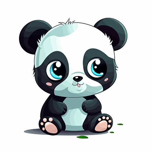 a cute baby panda in the style of vector illustration, curious and funny, clip art,