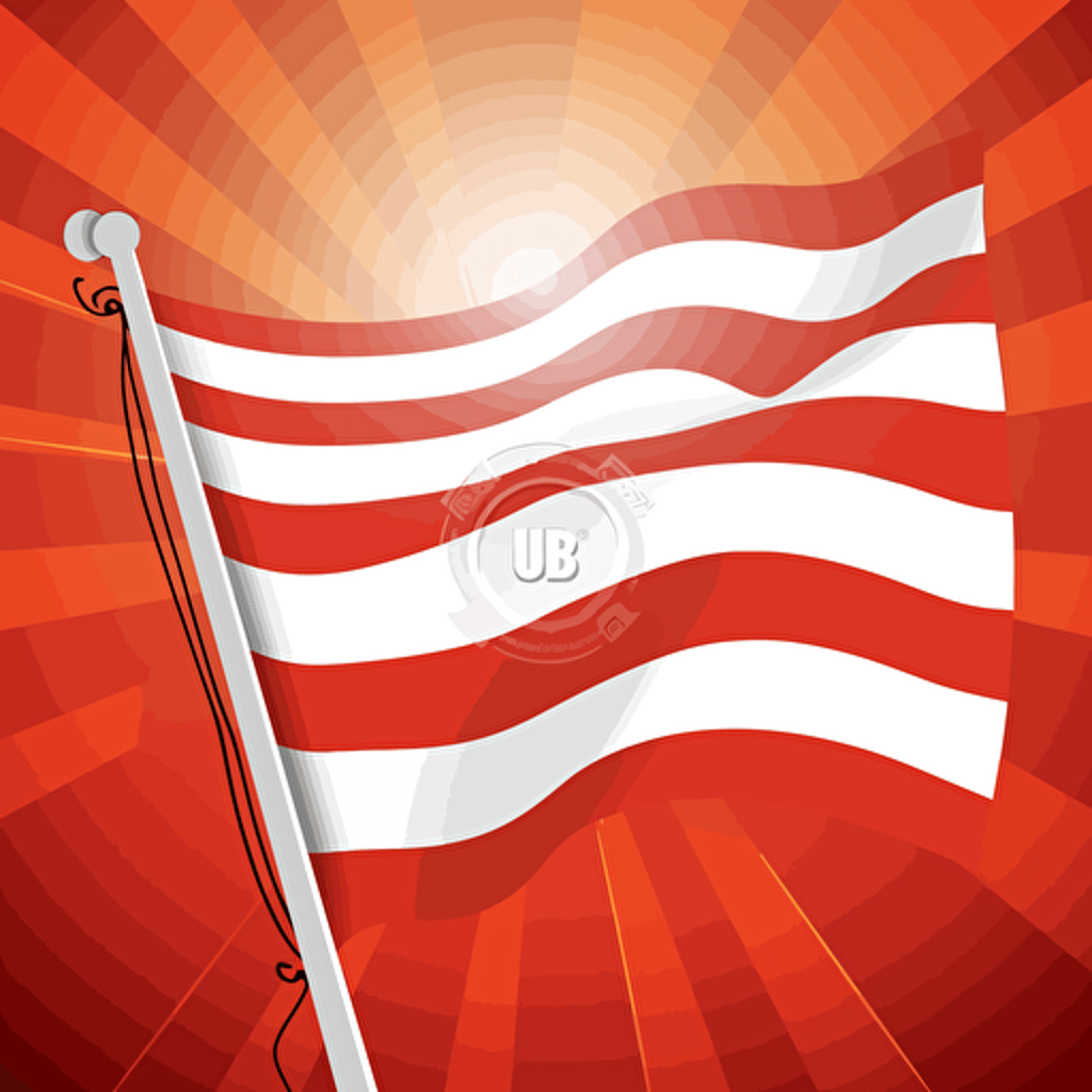 striped flag on a pole waving in the wind, vector art
