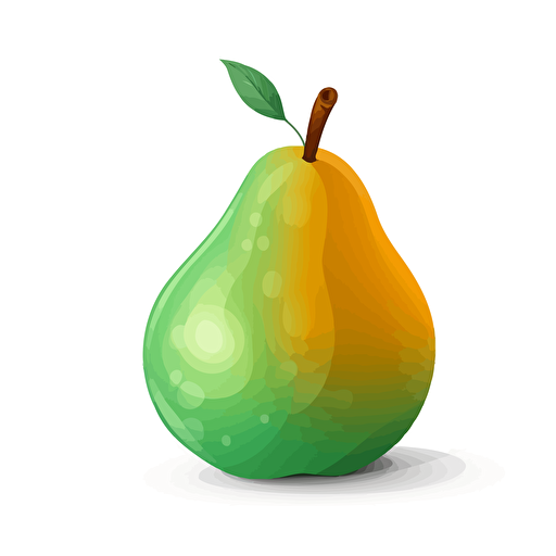 single pear without leaf, simple forms, flatart, 2D vector style, cartoon, white background, side view, horizontal