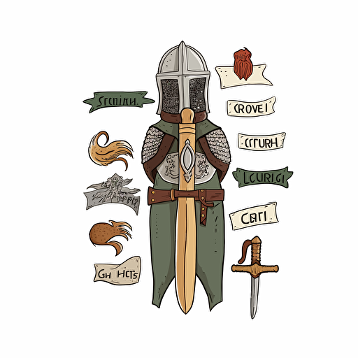 Simplified flat art vector image of a medieval name list on white background 3