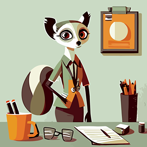 office girl lemur vector