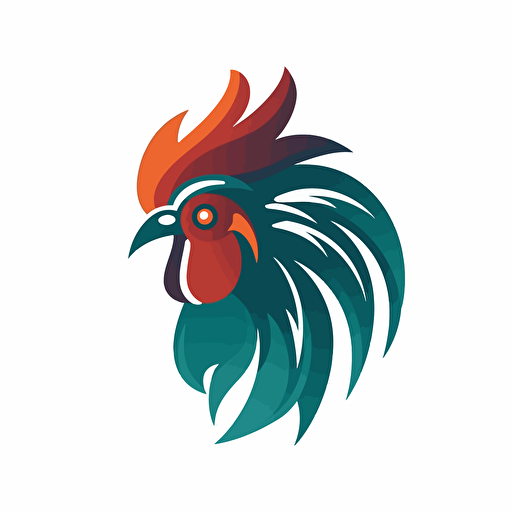 simple flat Rooster logo, white background, vector style. designed by Martin Grasser,