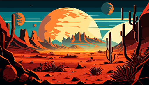 mars alien planet landscape,mountians,wide angle,planets,anime style,comic,vector,