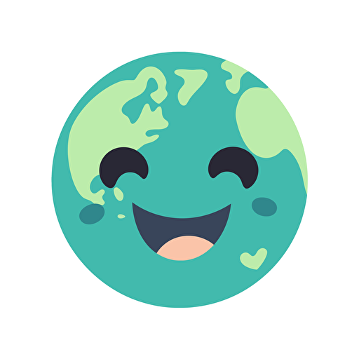 simplified flat art vector image of smile earth on white background