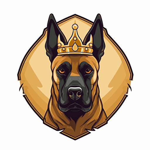 a vectoriel logo with a malinois looks like a king