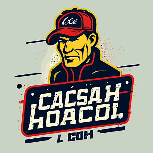 a sports mascot logo of "Coach is Back", simple, vector