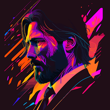 John Wick, digital art, vector, long shadow, by Grant Riven Yun , synthwave colors