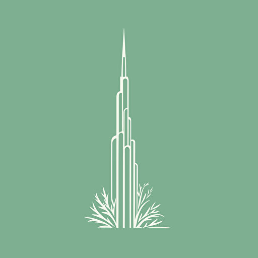 Dubai Burj khalifa logo style in vector art format. Pastel green hue.