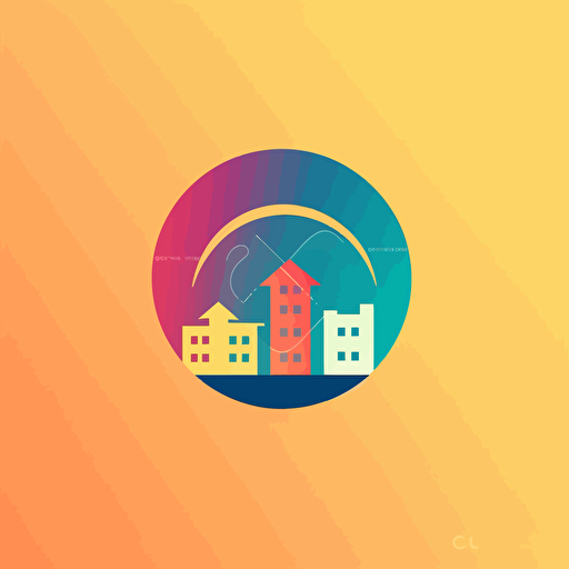 flat vector logo of circle, gradient, real estate, simple minimal, by Ivan Chermayeff