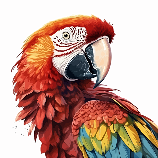 Macaw bird looking straight in the camera, white bg, vector