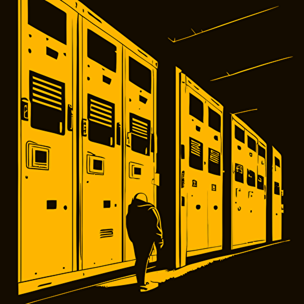 vector art, yellow and black, storage lockers, electricity