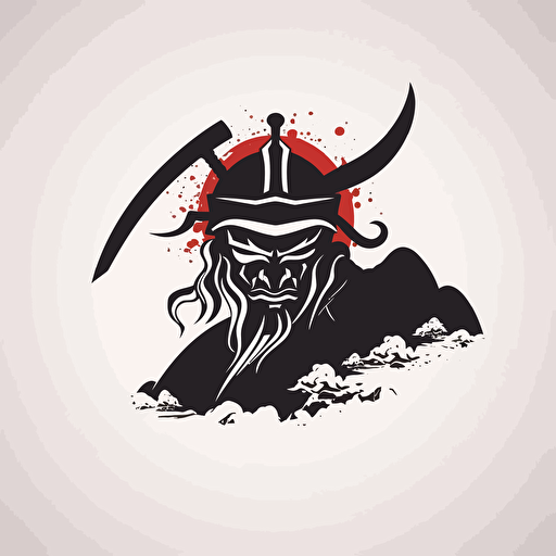 vector logo of a samurai, few pixels, small image, illustration